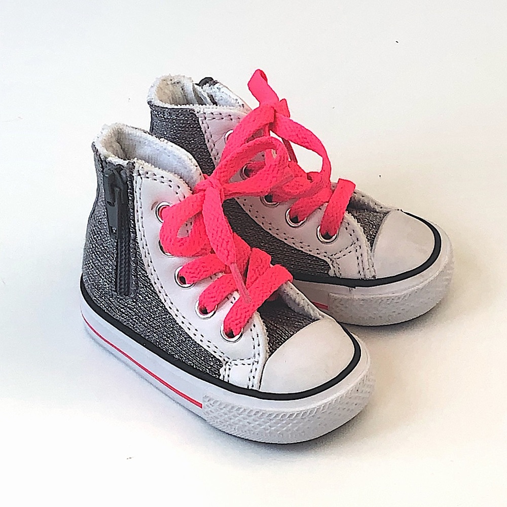 Grey metallic Converse high tops